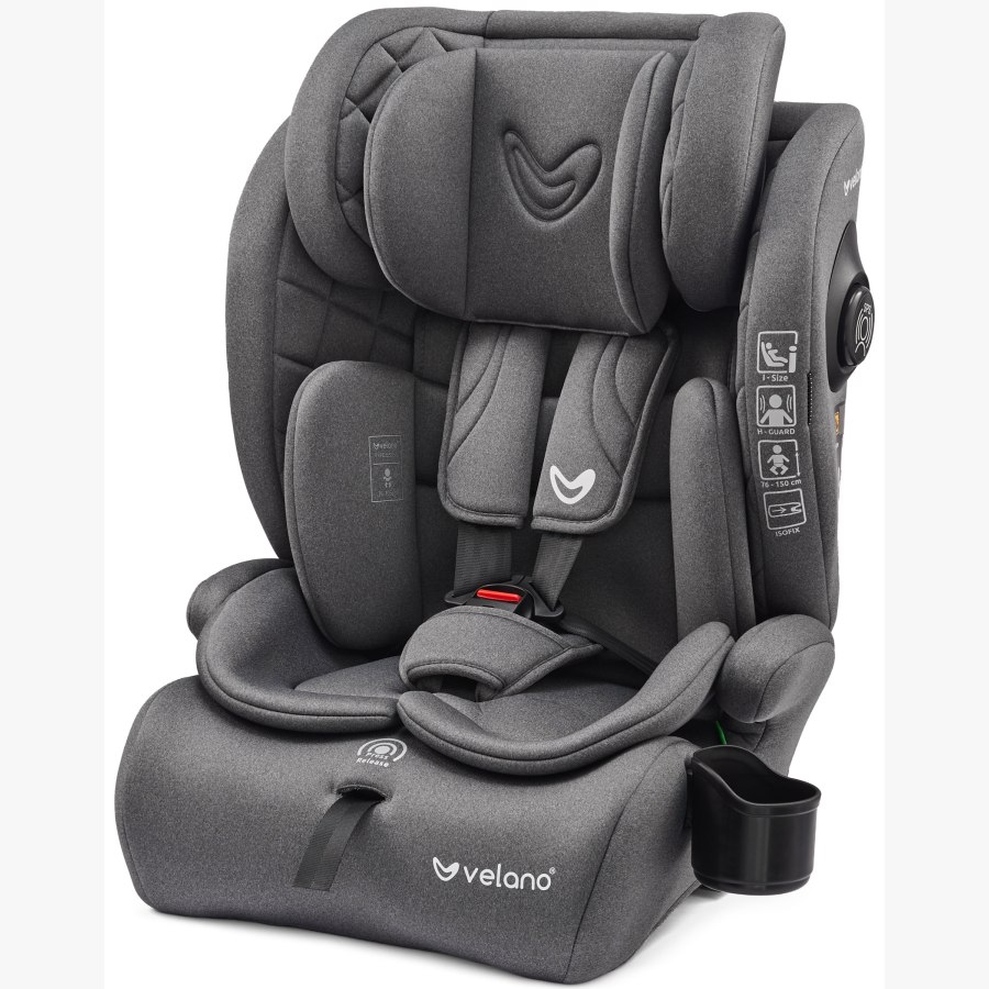 Автокрісло VELANO Flexo i-Size 76–150 см, ISOFIX + Top Tether/ремінь, grey