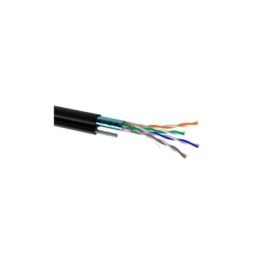 Кабель мережевий OK-Net FTP 500м cat.5e зовнішній з тросом 7*0,5 (F/UTP-cat.5e) (КППЭт-ВП (100) 4*2*0,51 / 500)