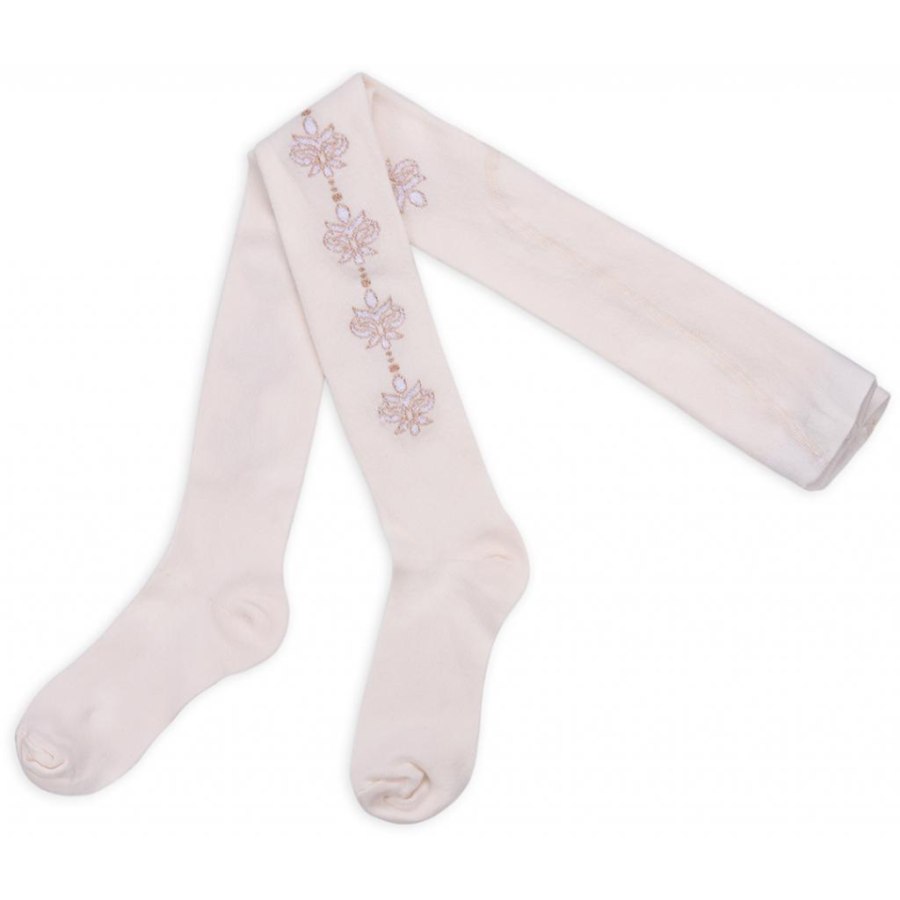 Колготки дитячі UCS Socks з рожевими квіточками з боків (M0C0301-0876-3G-beige)