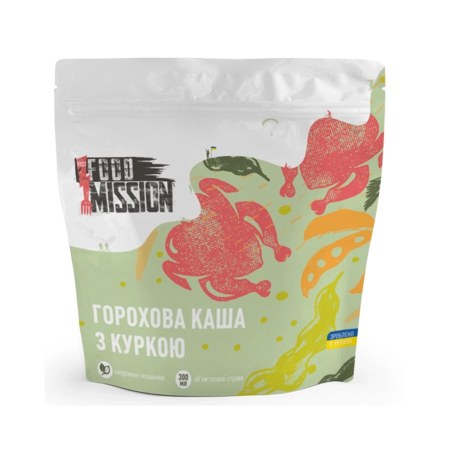 Їжа швидкого приготування Food Mission Каша горохова з куркою 100 г (fm.30368)