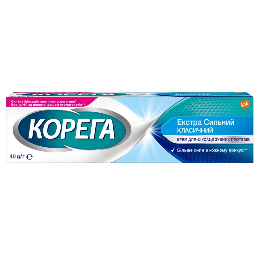 Крем для фіксації зубних протезів Corega Екстра сильний 40 г (4820127150145)