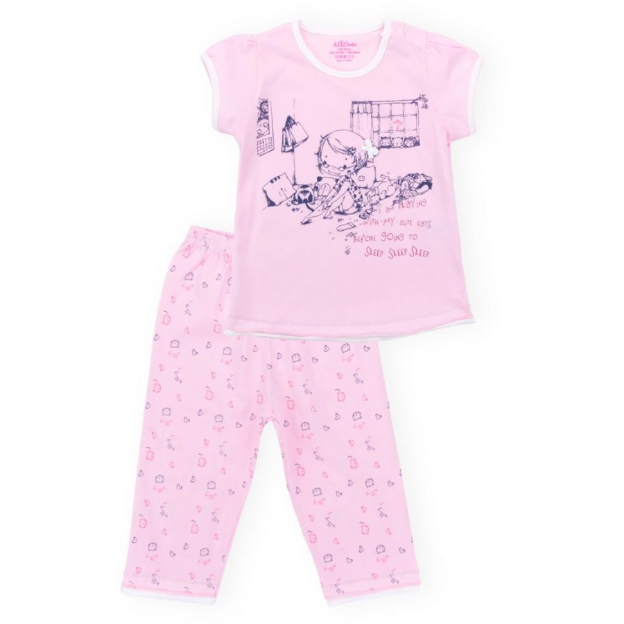 Піжама дитяча Aziz з дівчинкою і котиками (9136-05G-pink)