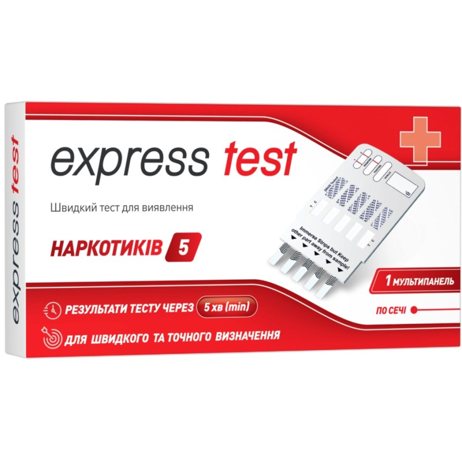 Тест на наркотики Express Test Мультипанель для визначення 5 видів наркотичних речовин (7640162322805)