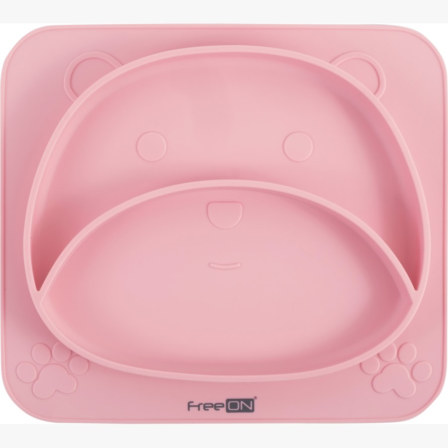 Силіконова тарілка дитяча FreeON Bear, pink