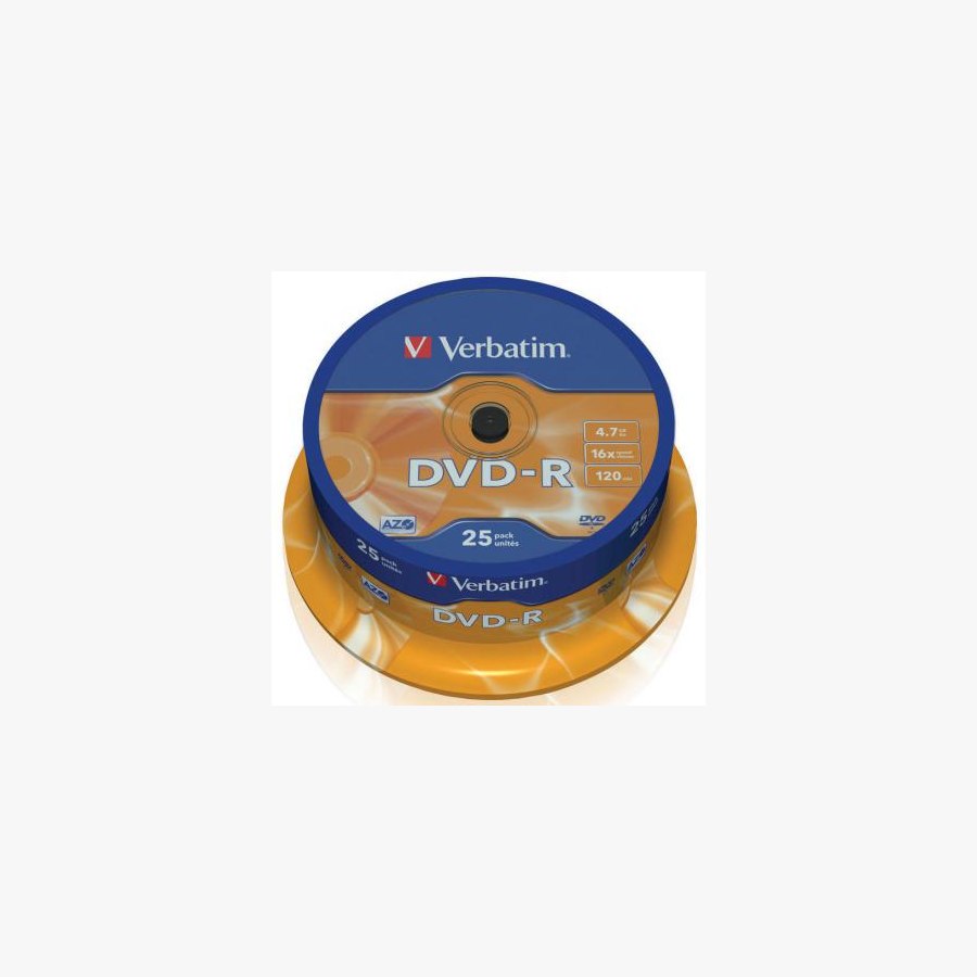 Диск DVD Verbatim 4.7Gb 16X CakeBox 25шт (43522)