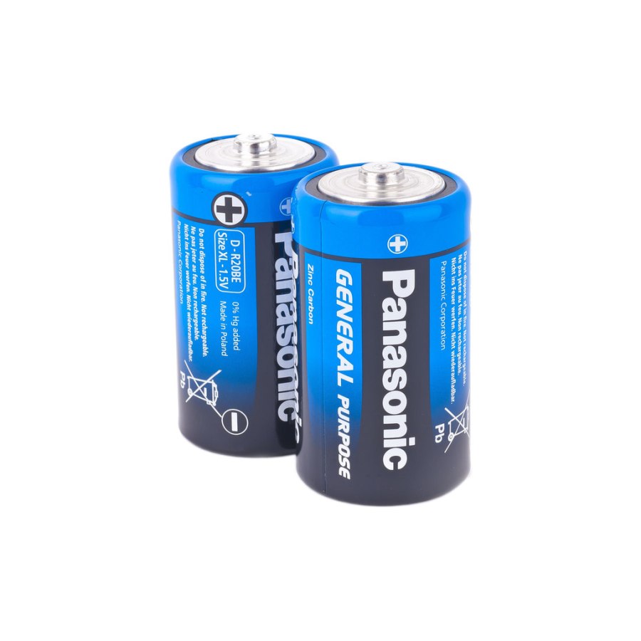 Батарейка Panasonic D ( R20 ) GENERAL PURPOSE TRAY ZINK-CARBON * 2 (R20BER/2P)