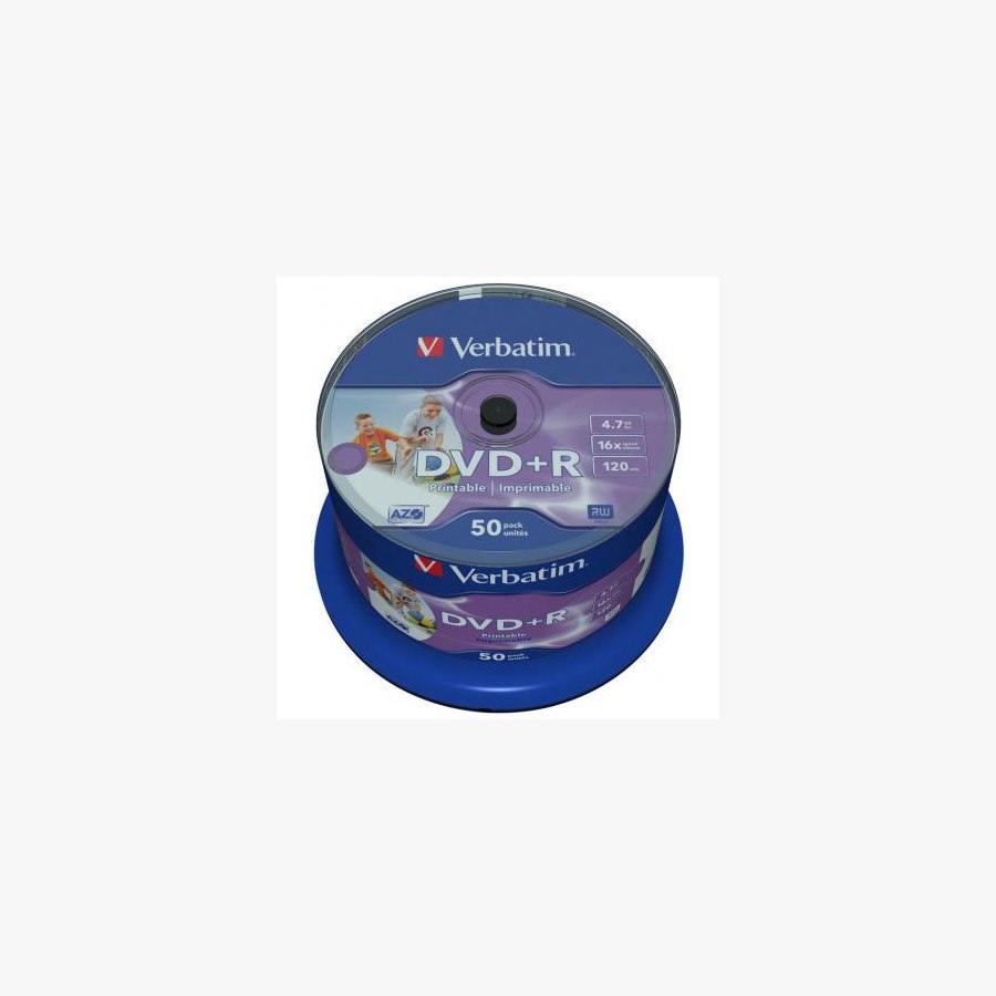 Диск DVD Verbatim 4.7Gb 16X CakeBox 50штWidePrintable (43512)