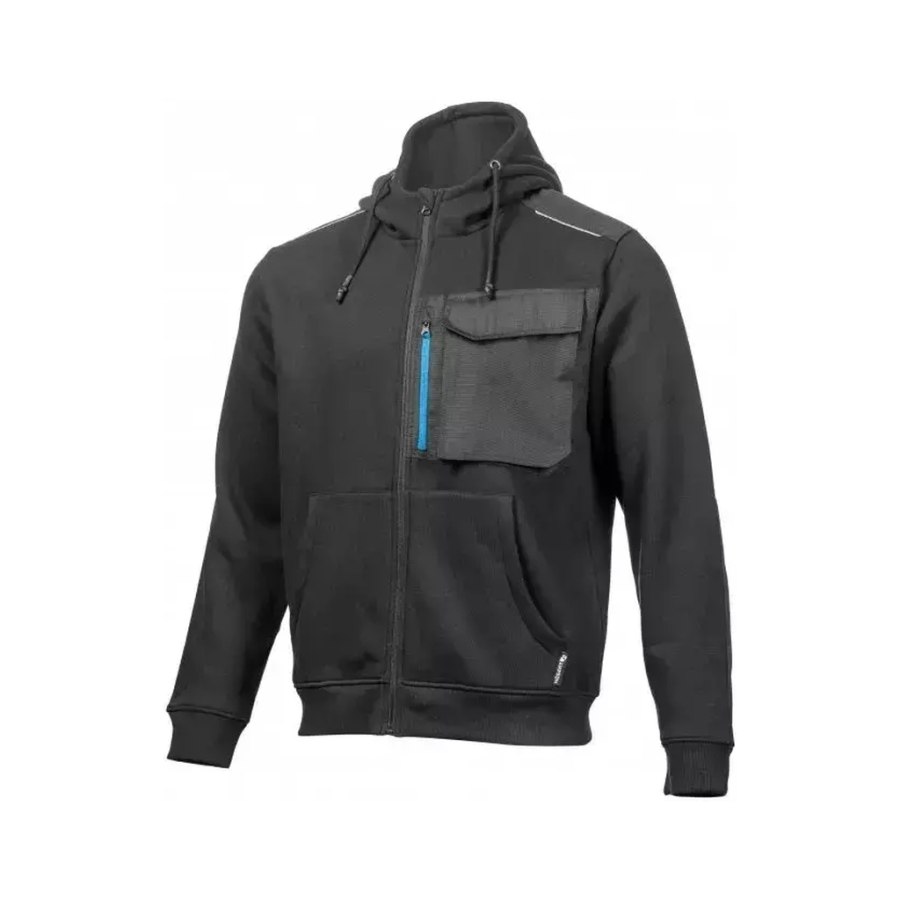 Кофта робоча Hoegert THEO HT5K903-S з капюшоном 65% бавовна/35% поліестер чорна, S (48) (HT5K903-S)