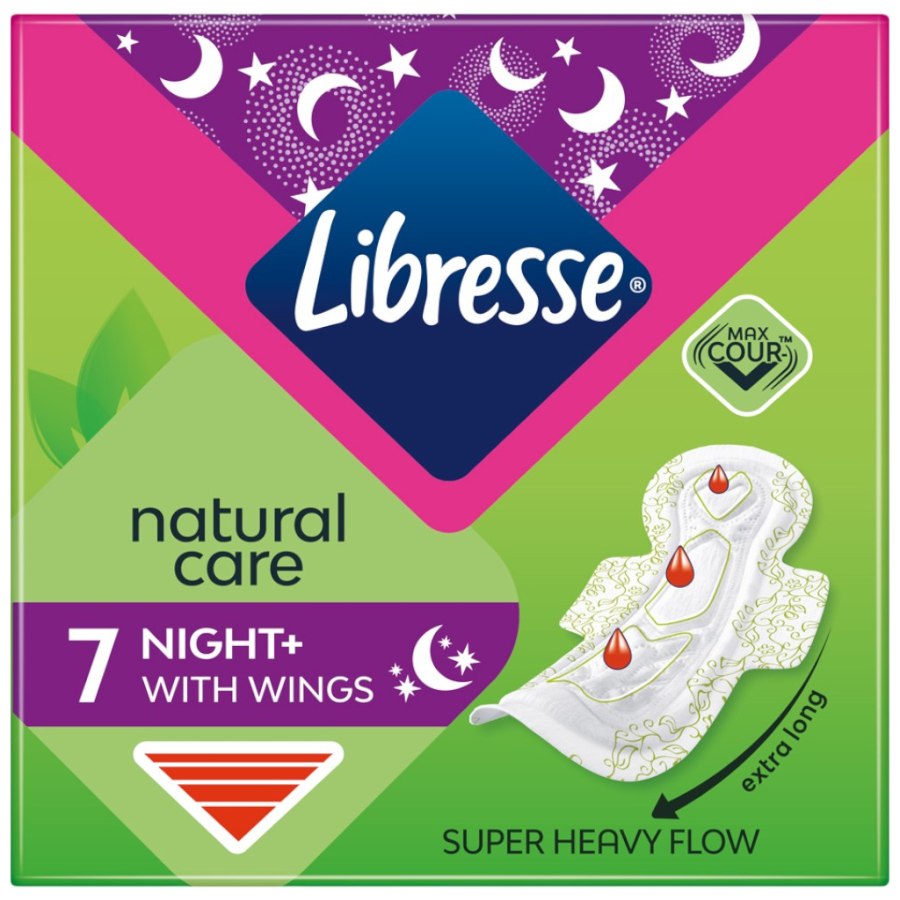 Гігієнічні прокладки Libresse Natural Care Night 7 шт. (7322540611236)