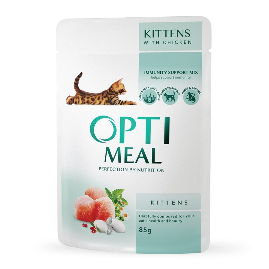 Вологий корм для кішок Optimeal для кошенят зі смаком курки 85 г (4820083905452)