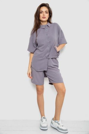 Костюм жіночий однотонний, колір сірий, 119R0038