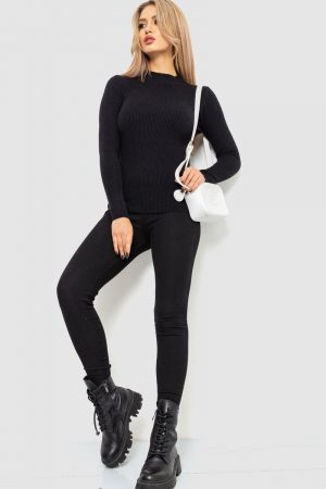 Водолазка жіноча в рубчик, колір чорний, 204R9029