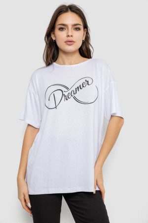 Футболка жіноча з принтом, колір білий, 244R611
