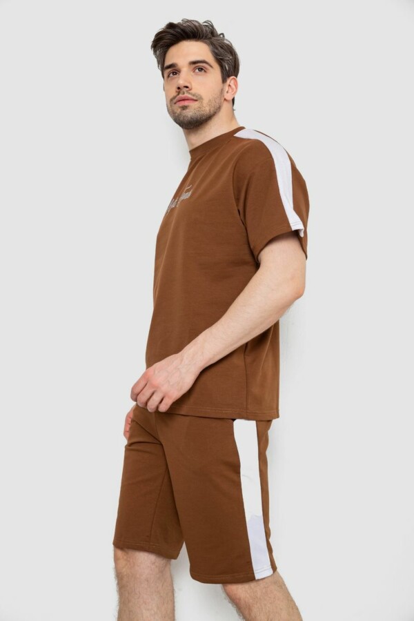 Костюм чоловічий повсякденний, колір коричневий, 238R1569 - Зображення 3
