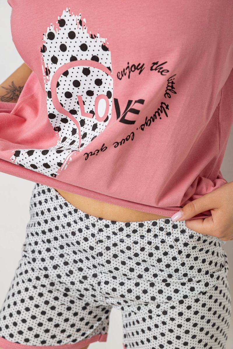 Піжама жіноча з принтом, колір пудровий, 243R3049 - Зображення 5