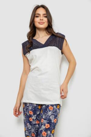 Піжама жіноча з принтом, колір молочний, 243R903061