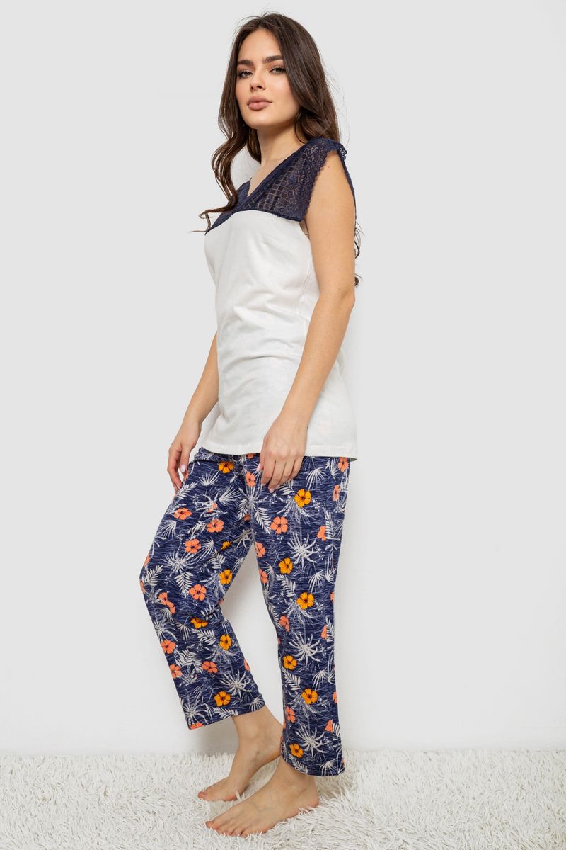 Піжама жіноча з принтом, колір молочний, 243R903061 - Зображення 3