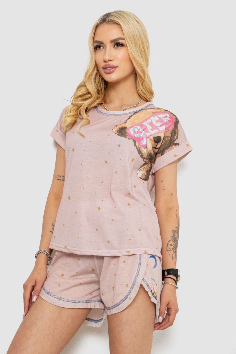 Піжама жіноча з принтом, колір бежевий, 243R004-P20 - Зображення 3