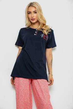 Піжама жіноча з принтом, колір синій, 243R10365