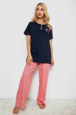 Піжама жіноча з принтом, колір синій, 243R10365