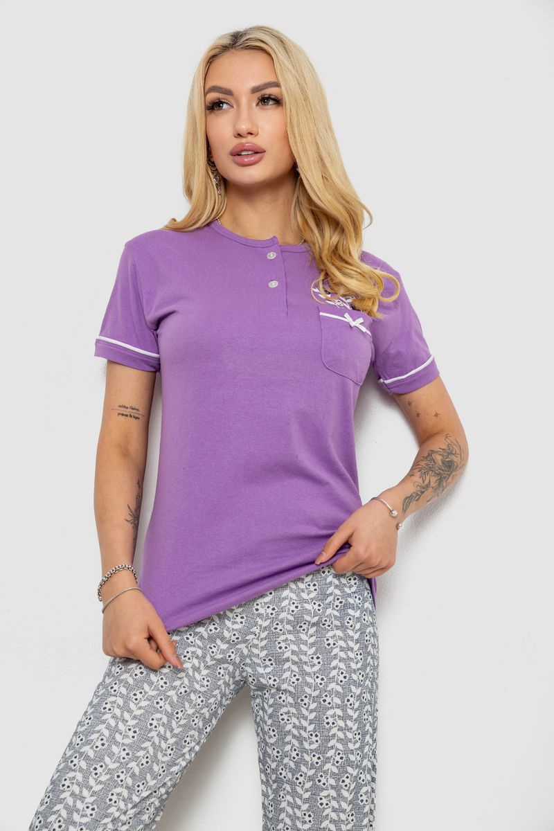 Піжама жіноча з принтом, колір бузковий, 243R9227