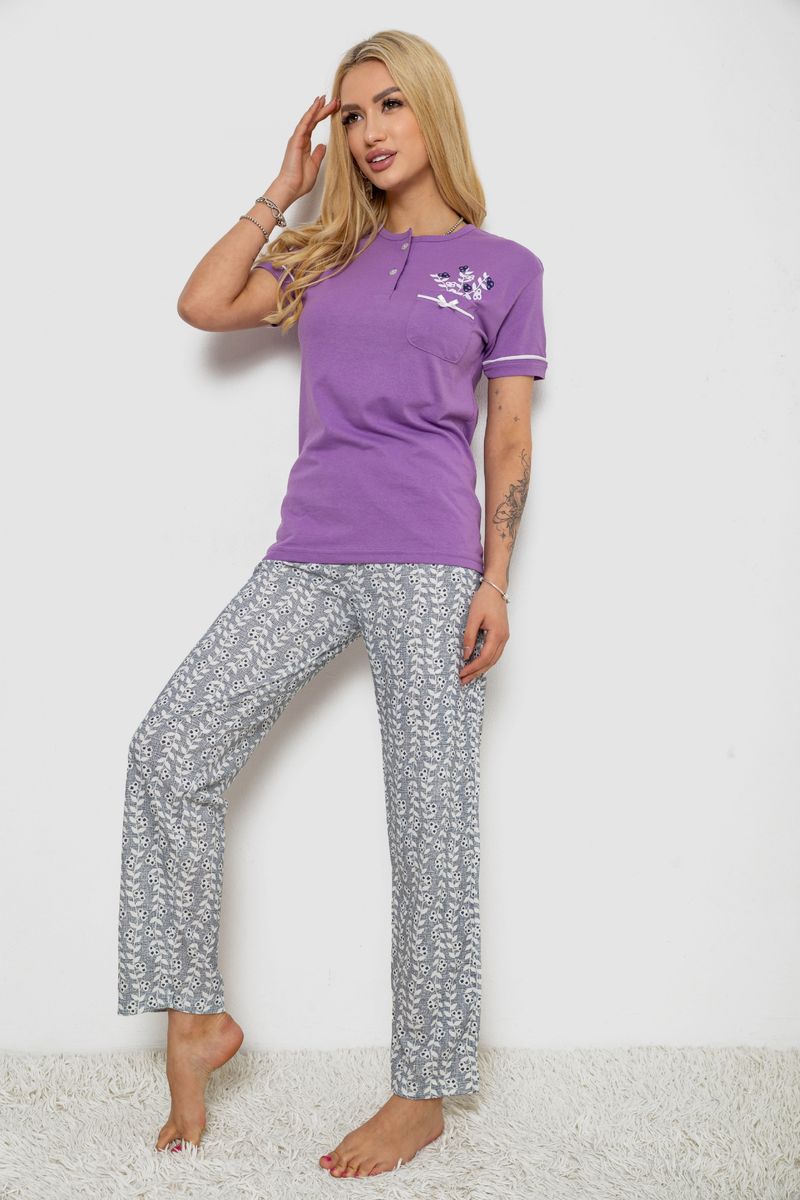 Піжама жіноча з принтом, колір бузковий, 243R9227 - Зображення 3