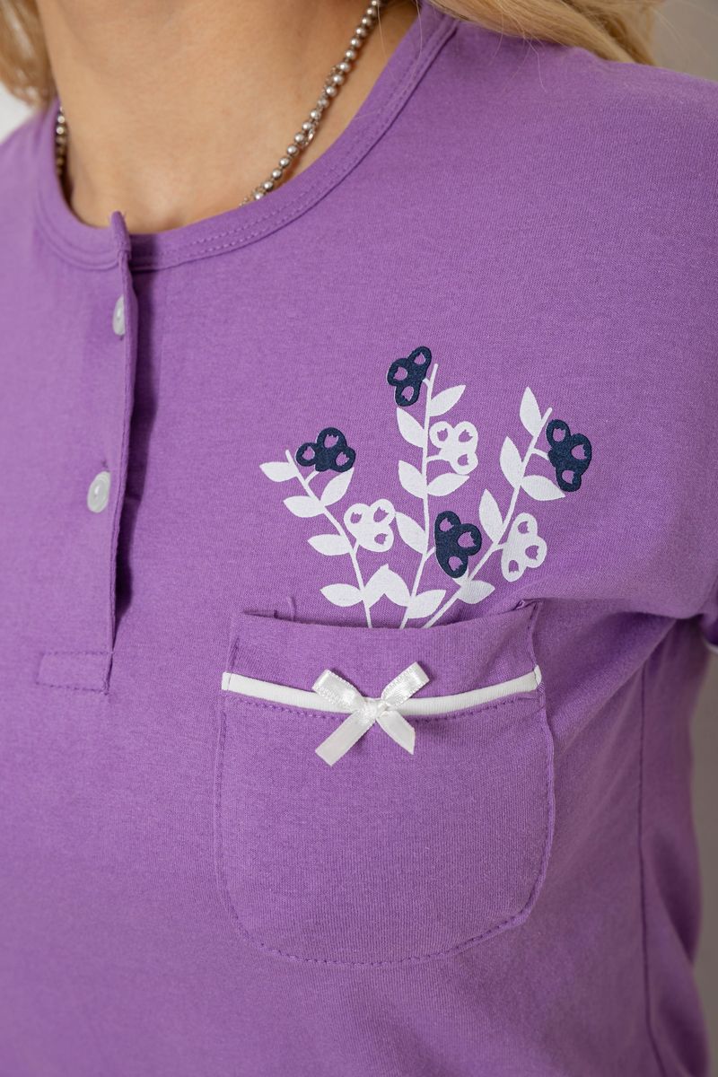 Піжама жіноча з принтом, колір бузковий, 243R9227 - Зображення 5