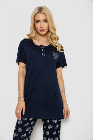 Піжама жіноча з принтом, колір синій, 243R7080