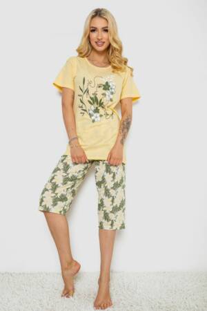 Піжама жіноча з принтом, колір жовтий, 243R3753