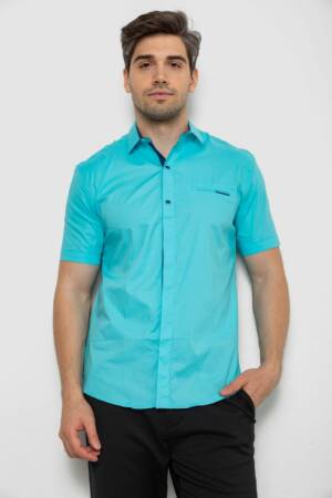 Сорочка чоловіча однотонна, колір бірюзовий, 214R7118