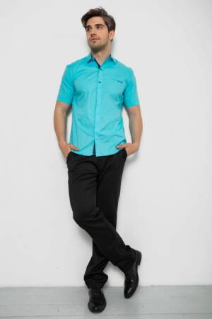 Сорочка чоловіча однотонна, колір бірюзовий, 214R7118