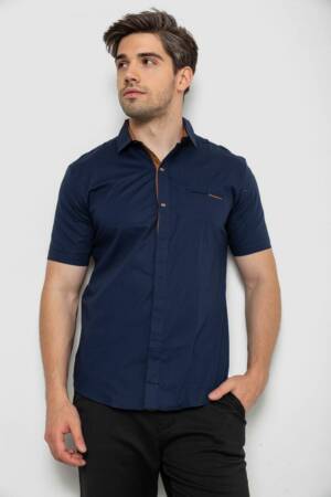 Сорочка чоловіча однотонна, колір синій, 214R7118