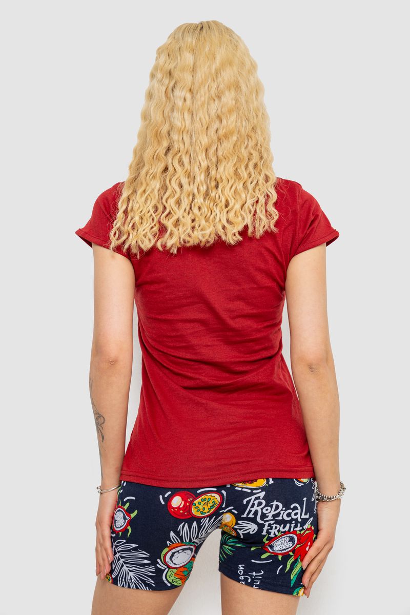 Піжама жіноча з принтом, колір бордово-синій, 243R3054 - Зображення 4