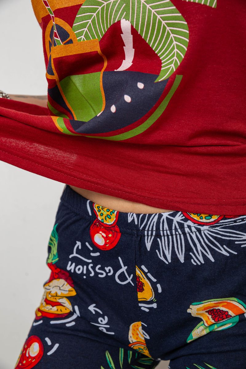 Піжама жіноча з принтом, колір бордово-синій, 243R3054 - Зображення 5