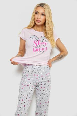 Піжама жіноча з принтом, колір рожевий, 243R7077