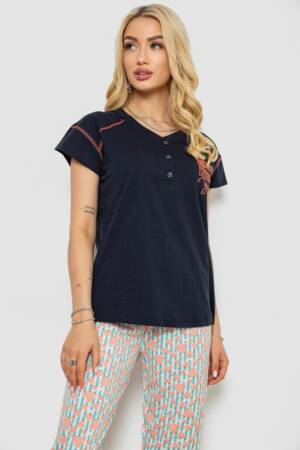 Піжама жіноча з принтом, колір синій, 243R0004-18
