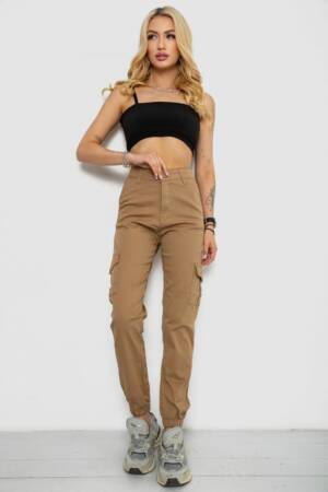 Джинси жіночі карго, колір коричневий, 182R5654