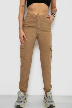 Джинси жіночі карго, колір коричневий, 182R5654