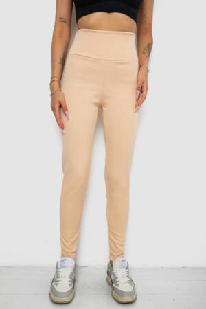 Лосини однотонні у рубчик утеплені на флісі, колір персиковий, 238R605