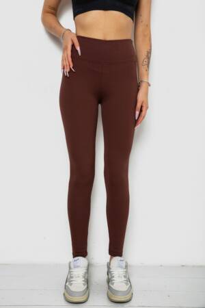 Лосини однотонні у рубчик утеплені на флісі, колір шоколадний, 238R605