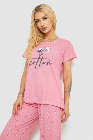 Піжама жіноча з принтом, колір рожевий, 243R7062