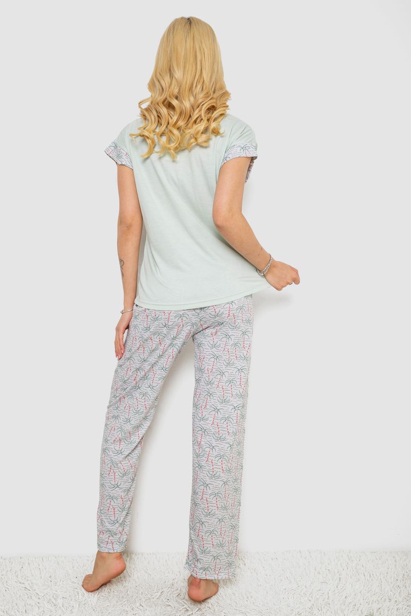 Піжама жіноча з принтом, колір м'ятний, 243R2078 - Зображення 4