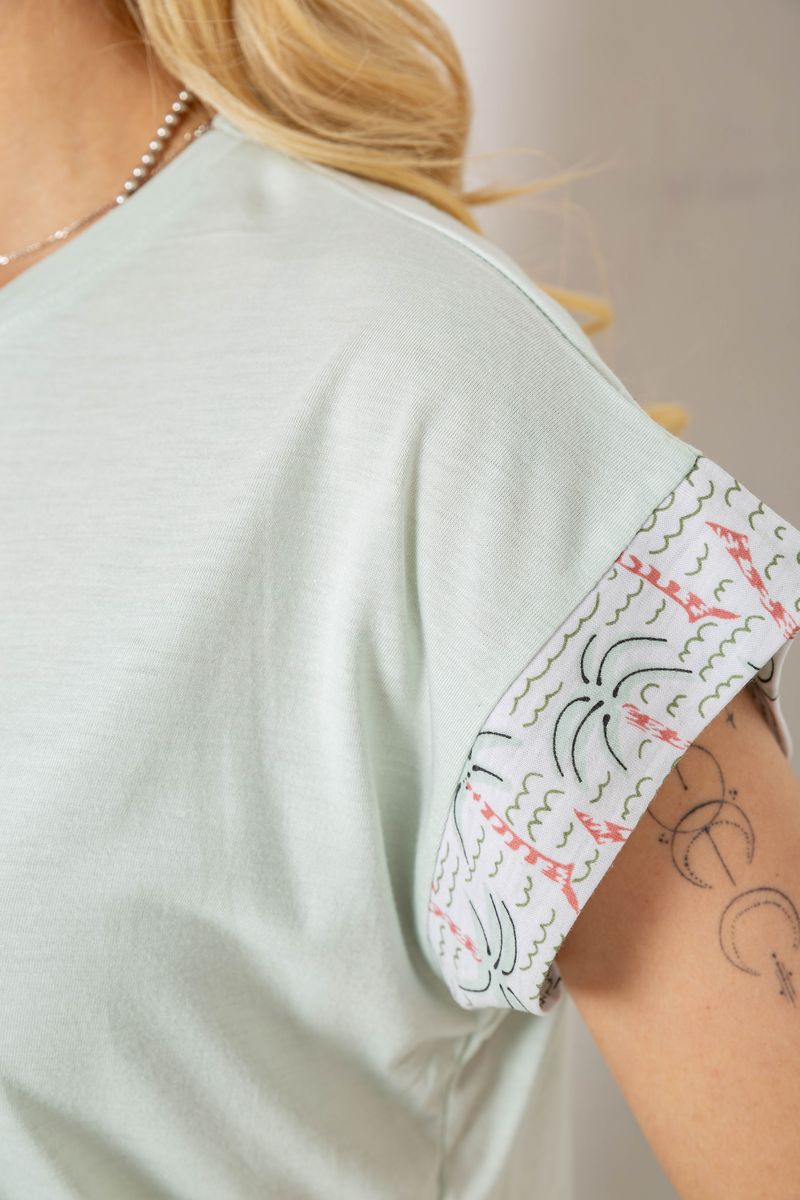 Піжама жіноча з принтом, колір м'ятний, 243R2078 - Зображення 5