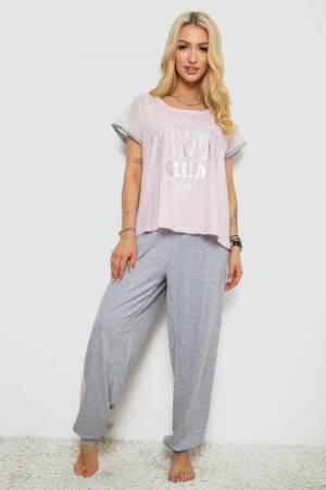 Жіноча піжама з принтом, колір рожевий, 243R1600-025