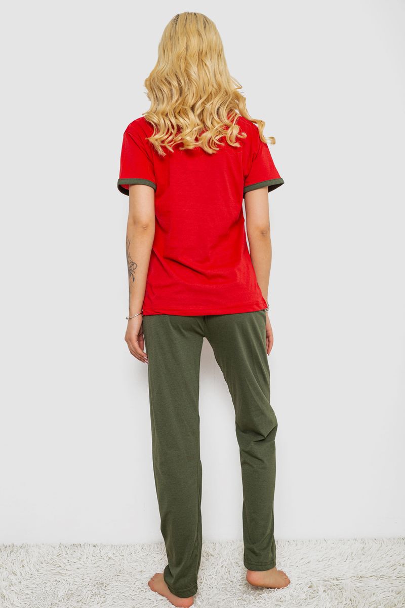 Піжама жіноча з принтом, колір червоний, 243R20265 - Зображення 4