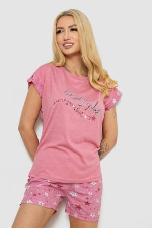 Піжама жіноча з принтом, колір пудровий, 243R2109
