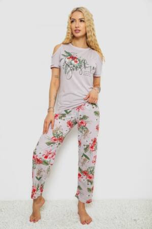 Піжама жіноча з принтом, колір світло-бузковий, 243R2038-C