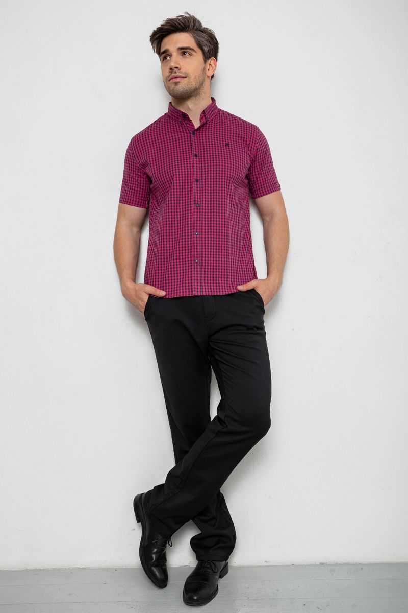 Сорочка чоловіча в клітинку, колір рожевий, 214R826