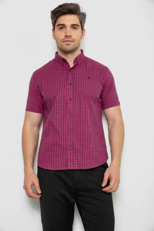 Сорочка чоловіча в клітинку, колір рожевий, 214R826