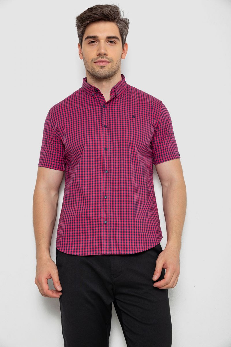 Сорочка чоловіча в клітинку, колір рожевий, 214R826